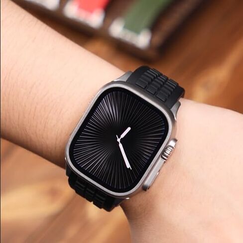 Sport Band for Apple Watch Ultra 3 2 Band 49mm 46mm 45mm 44mm , Men Rugged Silicone Rubber Waterproof Strap with Metal 316L Stainless Steel Connector & Folding Clasp for iWatch Series 11 10 9 8 7 6 5 4 SE 3 2 1 in Saudi Arabia
