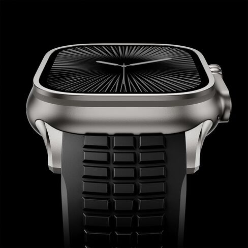 Sport Band for Apple Watch Ultra 3 2 Band 49mm 46mm 45mm 44mm , Men Rugged Silicone Rubber Waterproof Strap with Metal 316L Stainless Steel Connector & Folding Clasp for iWatch Series 11 10 9 8 7 6 5 4 SE 3 2 1 in Saudi Arabia