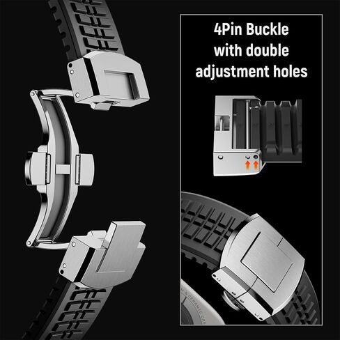 Sport Band for Apple Watch Ultra 3 2 Band 49mm 46mm 45mm 44mm , Men Rugged Silicone Rubber Waterproof Strap with Metal 316L Stainless Steel Connector & Folding Clasp for iWatch Series 11 10 9 8 7 6 5 4 SE 3 2 1 in Saudi Arabia