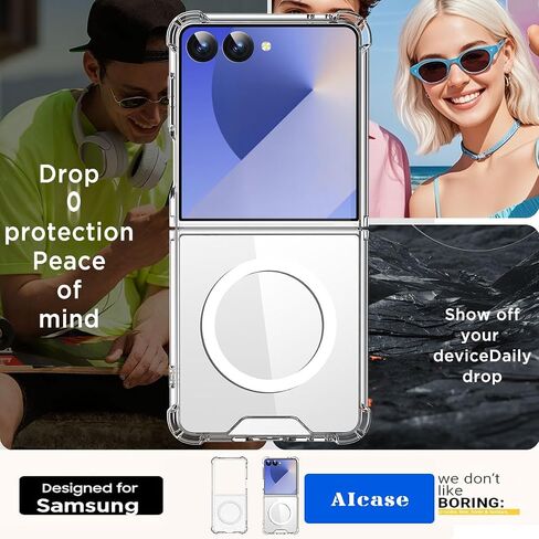 AICASE لـ Samsung Galaxy Z Flip 5 Clear Case ، متوافق مع Magsafe شفافة الحماية المقاومة للهاتف المغناطيسي المقاوم لـ Galaxy Z Flip 5g (2023) -clear in Kuwait