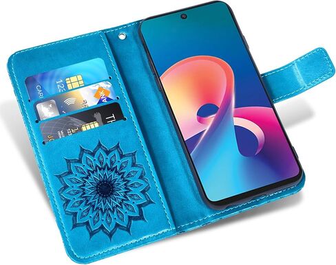 Phone Case for TCL 50 XE NxtPaper/TCL 50 XE 5G/TCL 50 5G Wallet with Tempered Glass Screen Protector and Sunflower Leather Slim Flip Cover Card Holder Stand Cell Accessories TCL50 50XE Women Men Blue in Saudi Arabia
