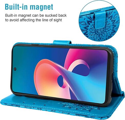 Phone Case for TCL 50 XE NxtPaper/TCL 50 XE 5G/TCL 50 5G Wallet with Tempered Glass Screen Protector and Sunflower Leather Slim Flip Cover Card Holder Stand Cell Accessories TCL50 50XE Women Men Blue in Saudi Arabia
