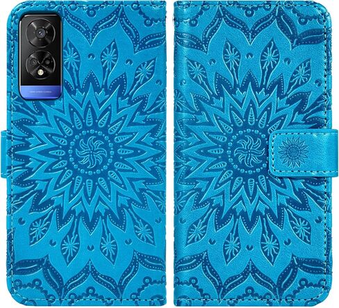 Phone Case for TCL 50 XE NxtPaper/TCL 50 XE 5G/TCL 50 5G Wallet with Tempered Glass Screen Protector and Sunflower Leather Slim Flip Cover Card Holder Stand Cell Accessories TCL50 50XE Women Men Blue in Saudi Arabia