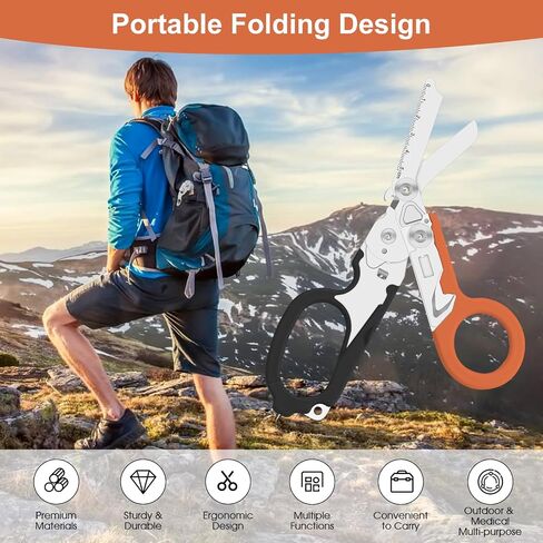 6 in 1 Multifunctional Combination Tool, Folding Retractable Emergency Shears, Outdoor Camping Tools, Seat Belt Cutter, Oxygen Cylinder Wrench, Complimentary Adjustable Wrench (pink) in Saudi Arabia