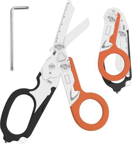 6 in 1 Multifunctional Combination Tool, Folding Retractable Emergency Shears, Outdoor Camping Tools, Seat Belt Cutter, Oxygen Cylinder Wrench, Complimentary Adjustable Wrench (pink) in Saudi Arabia