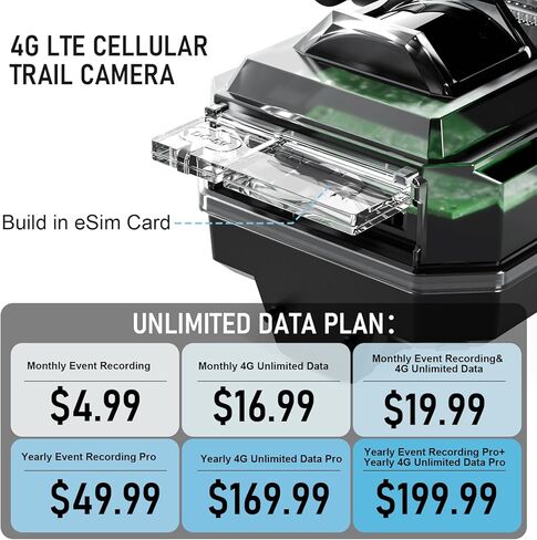 كاميرا Trail Solar 4G LTE مع بطاقة ESIM ، كاميرا لعبة العدسات المزدوجة مع رؤية Night Light Coll Color Comple in Kuwait