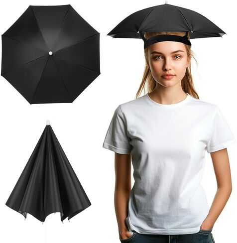 Umbrella Hat, Fishing Hat Hands Free Waterproof Adjustable Sun Rain Cap Hat with Elastic Band Fit for Camping in Kuwait