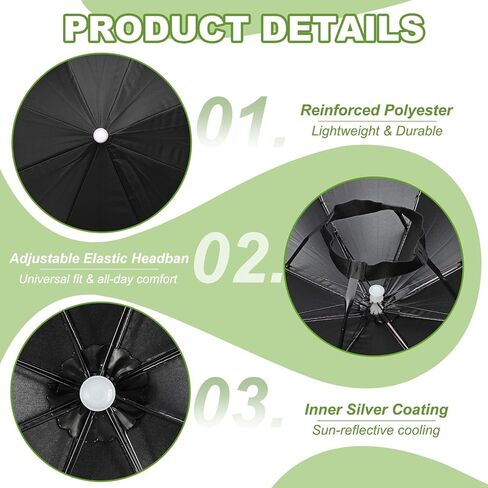 Umbrella Hat, Fishing Hat Hands Free Waterproof Adjustable Sun Rain Cap Hat with Elastic Band Fit for Camping in Kuwait
