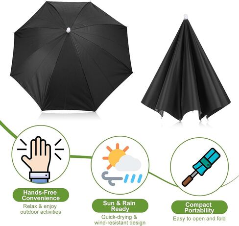 Umbrella Hat, Fishing Hat Hands Free Waterproof Adjustable Sun Rain Cap Hat with Elastic Band Fit for Camping in Kuwait