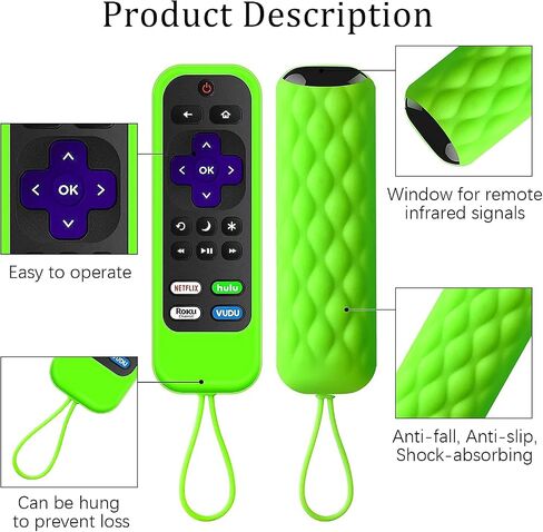 2 Pack Remote Case Compatible with Roku TCL Hisense Remote Controls,Silicone Protective Controller Sleeve for Roku Express 4K - Streaming Stick+Glow in The Dark in Kuwait