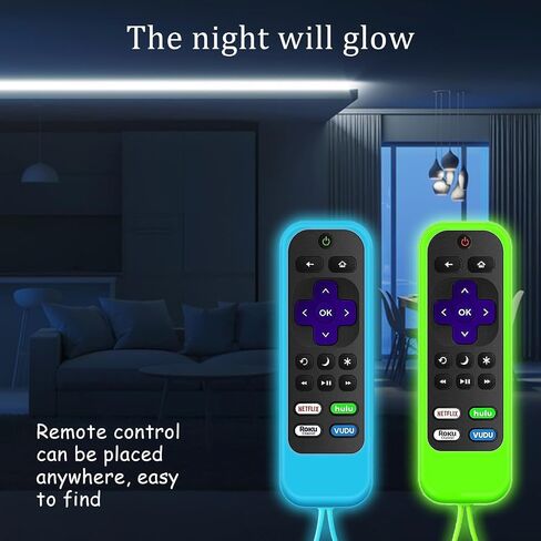 2 Pack Remote Case Compatible with Roku TCL Hisense Remote Controls,Silicone Protective Controller Sleeve for Roku Express 4K - Streaming Stick+Glow in The Dark in Kuwait