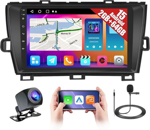 [2+64GB] Radio Android 15 Car Radio Toyota Prius 2010-2015 مع Carplay Android Auto و REALDIO 9 بوصة ستيريو سيارة شاشة لللمس مع Prius مع WiFi GPS Bluetooth EQ 26UI AHD Camera in Kuwait