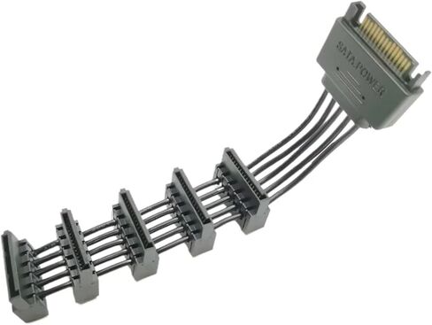 جهاز كمبيوتر مكتبي قصير للغاية كمبيوتر ATX SATA كابل تزويد الطاقة من 1 إلى 5 Splitter 18AWG 14 سم تباعد المقبس 6 مم in Saudi Arabia