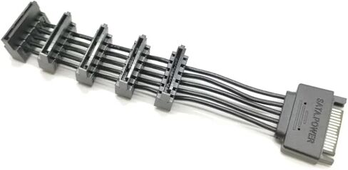 جهاز كمبيوتر مكتبي قصير للغاية كمبيوتر ATX SATA كابل تزويد الطاقة من 1 إلى 5 Splitter 18AWG 14 سم تباعد المقبس 6 مم in Saudi Arabia