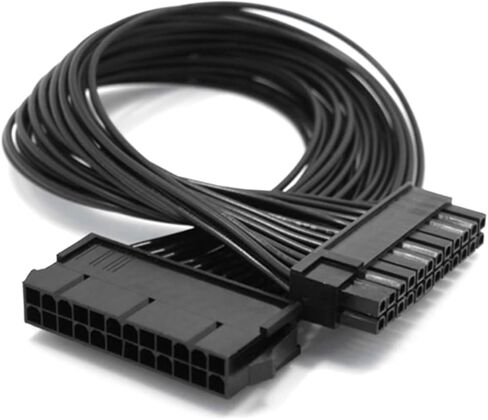 PSU Power Supply 24 PIN تمديد الكابل الخائن للوحة الأم ATX ، 24 نقطة إلى 24 (20+4) دبوس 12 بوصة/ 30 سم أسود 24BB in Saudi Arabia