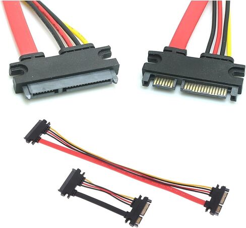 22 Pin Male to Female Sata Extension Cable SATA 22 Pin Male to Female 7+15 Pin Data Power Cable Hard Disk(10cm Black) in Saudi Arabia
