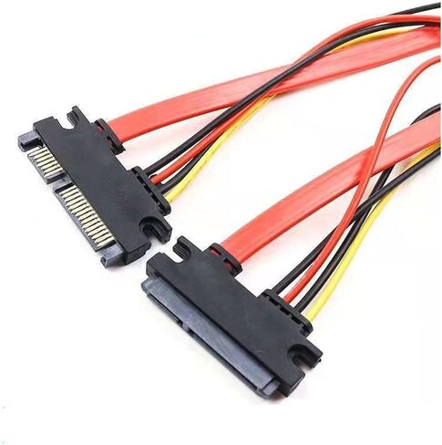 22 Pin Male to Female Sata Extension Cable SATA 22 Pin Male to Female 7+15 Pin Data Power Cable Hard Disk(10cm Black) in Saudi Arabia