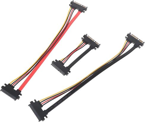 22 Pin Male to Female Sata Extension Cable SATA 22 Pin Male to Female 7+15 Pin Data Power Cable Hard Disk(10cm Black) in Saudi Arabia