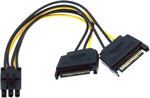 20cm 15pin SATA Power to 6pin PCI Adapter Cable for Video Card 15-pin SATA Power Female 6-pin PCIe Power Male in Saudi Arabia