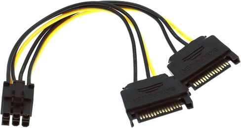 20cm 15pin SATA Power to 6pin PCI Adapter Cable for Video Card 15-pin SATA Power Female 6-pin PCIe Power Male in Saudi Arabia