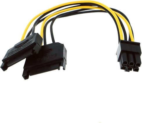 20cm 15pin SATA Power to 6pin PCI Adapter Cable for Video Card 15-pin SATA Power Female 6-pin PCIe Power Male in Saudi Arabia