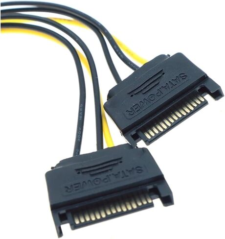 20cm 15pin SATA Power to 6pin PCI Adapter Cable for Video Card 15-pin SATA Power Female 6-pin PCIe Power Male in Saudi Arabia