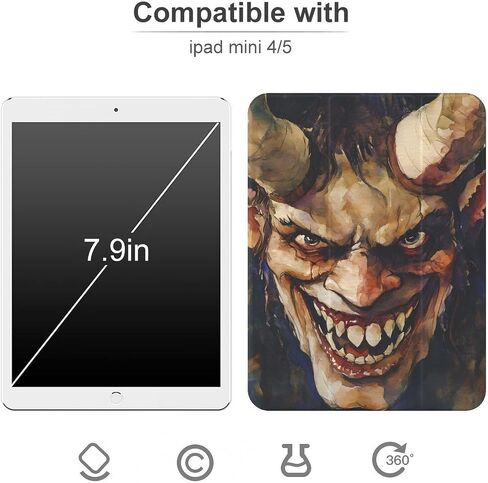 قضية شيطانية قبيحة مع حامل القلم رفيع الخفيفة الوزن trifold موقف متوافق مع iPad mini 4/5/6 mini4/5 （7.9in） in Kuwait