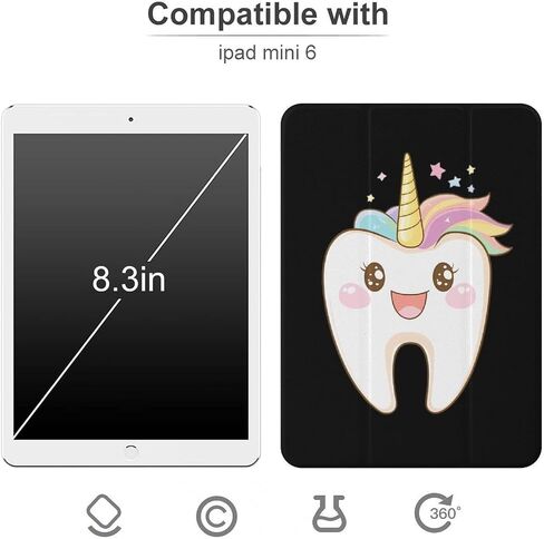 حالة حامية أسنان لطيف مع حامل القلم رفيع الوزن ثلاثي الأوزان متوافق مع iPad mini 4/5/6 mini6 （8.3in） in Kuwait
