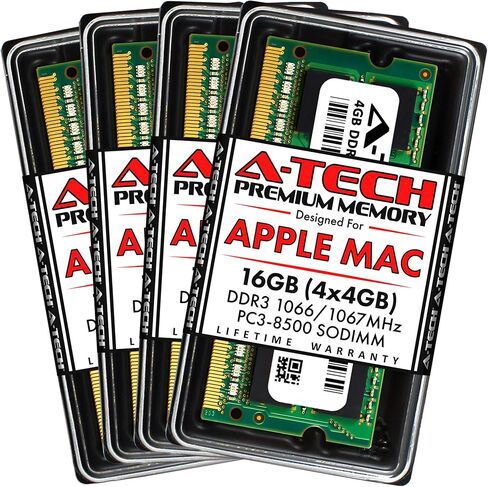 A-Tech 16GB (4 × 4GB) PC3-8500 DDR3 1066/1067 MHz RAM لـ IMAC أواخر 2009 21.5 بوصة / 27 بوصة | طقم ترقية ذاكرة SODIMM 204-دبوس in Saudi Arabia
