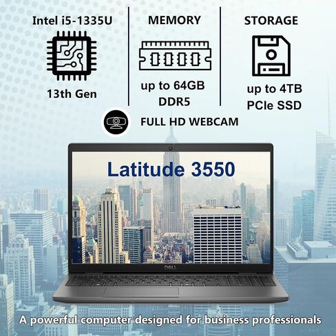 Dell Latitude 3550 Business Laptop Computer, 32GB DDR5 RAM, 1TB PCIe SSD, 13th Gen Intel 10-Core i5-1335U (Beat i7-1255U), 15.6" FHD, WiFi 6E, Bluetooth 5.3, USB4 Type-C, Windows 11 Pro(Renewed) in Saudi Arabia