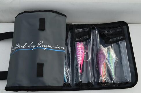 Nomad Design Lure Roll - Medium Size with 6 Pockets Respectively, Portable Waterproof Tarpaulin Fish Lure Bag - Heavy Duty PVC Window, Mesh Cleaning & Drying Tabs in Kuwait