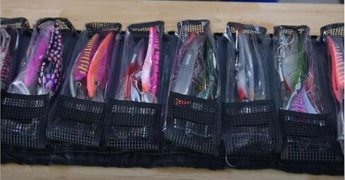 Nomad Design Lure Roll - Medium Size with 6 Pockets Respectively, Portable Waterproof Tarpaulin Fish Lure Bag - Heavy Duty PVC Window, Mesh Cleaning & Drying Tabs in Kuwait