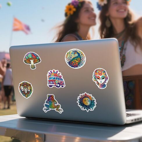 100 Cool Stickers for Adults Teens – Hippie Psychedelic Aesthetic Vinyl Sticker Pack for Water Bottles, Laptops, Skateboards, Journals in Kuwait