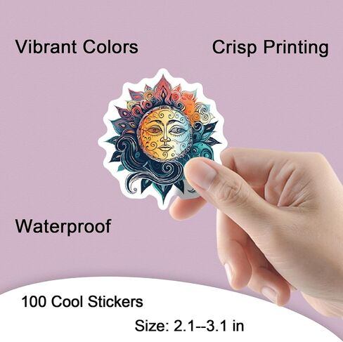 100 Cool Stickers for Adults Teens – Hippie Psychedelic Aesthetic Vinyl Sticker Pack for Water Bottles, Laptops, Skateboards, Journals in Kuwait