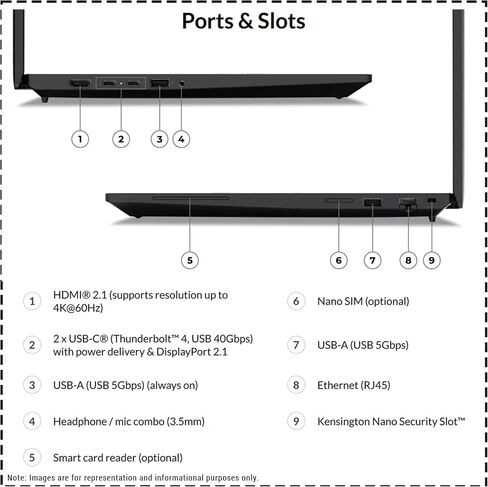 Lenovo ThinkPad P16S Gen 3 Mobile Workstation ، Intel Ultra 7-155H ، 64 GB DDR5 RAM ، 2 TB PCIe SSD ، 16 "Wuxga (1920x1200) Touchnens ، Nvidia G-Force RTX 500 ، Backlit Keyboard ، W11 Pro ، Black. in Kuwait