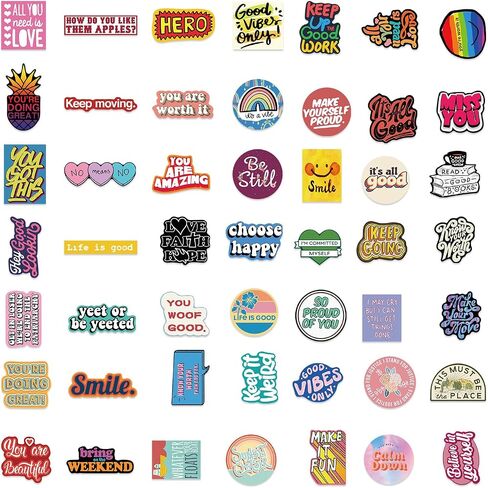 ملصقات شفافة جمالية تحفيزية ، 50pcs ملصقات ملصقات مقاومة للماء لزجاجات المياه المحمولة ، والرسم الإيجابي تشجيع على الأطفال المراهقين للطلاب المعلمين (شفاف) in Kuwait