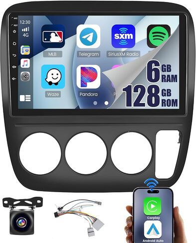 8core 6+128g Android 15 Stereo Stereo لـ Honda CRV 1997-2001،9 بوصة IPS 1280 * 720 شاشة تعمل باللمس اللاسلكي Apple Carplay Android Auto DSP 5G WiFi Bluetooth GPS FM RDS+AHD Camera in Kuwait