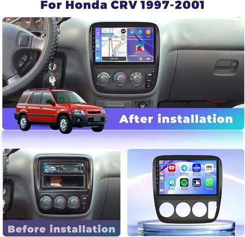 8core 6+128g Android 15 Stereo Stereo لـ Honda CRV 1997-2001،9 بوصة IPS 1280 * 720 شاشة تعمل باللمس اللاسلكي Apple Carplay Android Auto DSP 5G WiFi Bluetooth GPS FM RDS+AHD Camera in Kuwait