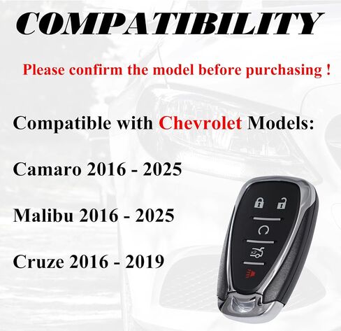 Key Fob Replacement Fits for Chevrolet Malibu Camaro 2016 2017 2018 2019 2020 2021 2022 2023 2024 2025 Cruze 16-19 Smart Proximity Keyless Entry Remote Start HYQ4EA HYQ4ES 13508769 433 MHz in Saudi Arabia