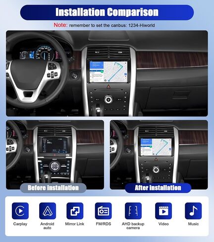 CAMECHO [4G+64G] Android 13 Car Stereo for Ford Edge 2011-2015, 9" IPS 1280 * 720P Touch Screen Car Radio with Carplay Android Auto Bluetooth DSP/GPS WiFi 32EQ + AHD Backup Camera in Saudi Arabia