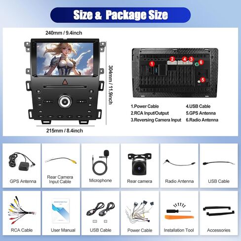 CAMECHO [4G+64G] Android 13 Car Stereo for Ford Edge 2011-2015, 9" IPS 1280 * 720P Touch Screen Car Radio with Carplay Android Auto Bluetooth DSP/GPS WiFi 32EQ + AHD Backup Camera in Saudi Arabia