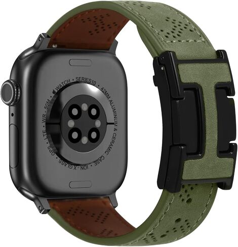 Genuine Leather Watch Band Compatible with Apple Watch Bands 42mm 44mm 45mm 46mm 49mm, Dressy Strap Magnetic Buckle for Women Men iWatch Ultra SE Series 10/9/8/7/6/5/4/3/2/1 in Saudi Arabia