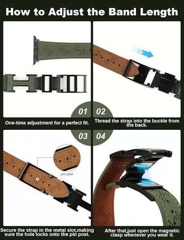 Genuine Leather Watch Band Compatible with Apple Watch Bands 42mm 44mm 45mm 46mm 49mm, Dressy Strap Magnetic Buckle for Women Men iWatch Ultra SE Series 10/9/8/7/6/5/4/3/2/1 in Saudi Arabia
