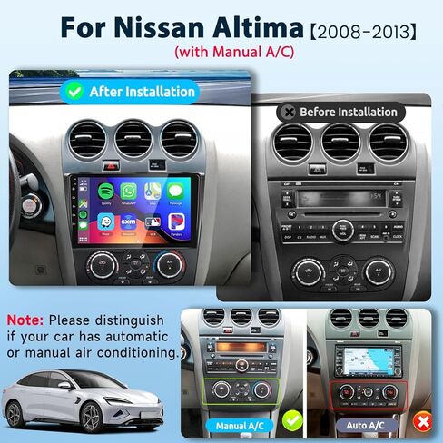 2G+64G Car Radio Stereo for Nissan Altima 2008-2012 with Wireless CarPlay Android Auto, 9 Inch Android 13 Touch Screen HiFi Audio GPS Navigation WiFi Bluetooth SWC HD Camera (Manual A/C) in Saudi Arabia