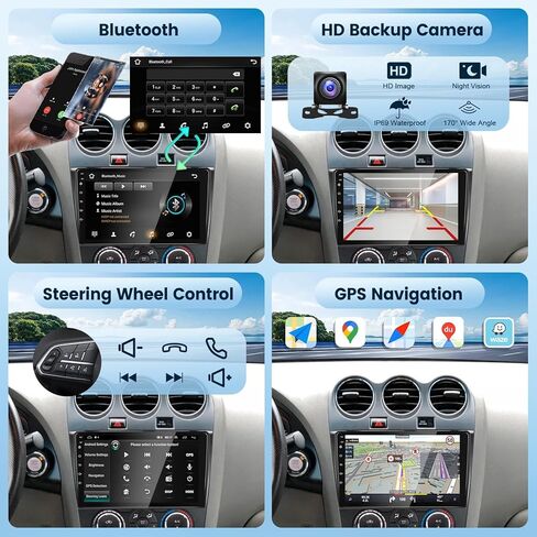 2G+64G Car Radio Stereo for Nissan Altima 2008-2012 with Wireless CarPlay Android Auto, 9 Inch Android 13 Touch Screen HiFi Audio GPS Navigation WiFi Bluetooth SWC HD Camera (Manual A/C) in Saudi Arabia