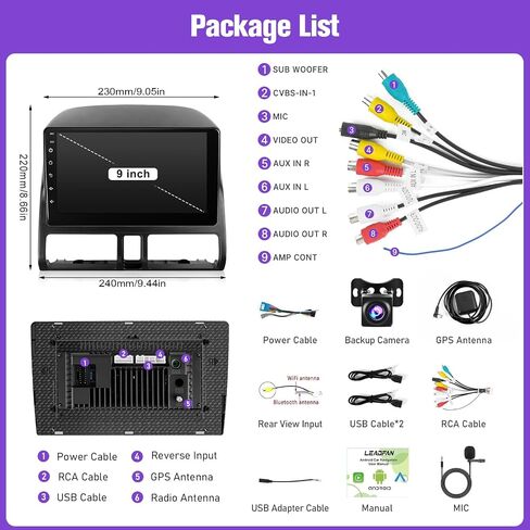 Car Stereo for Honda CRV 2002 2003 2004 2005 2006 with Wireless Carplay Android Auto 9 Inch IPS Screen GPS Navigation Bluetooth Backup Camera SWC Mirrorlink (Fit for Honda CRV 2002-2006, 2G+32G) in Saudi Arabia
