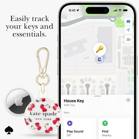 حامل Kate Spade New York Airtag مع مقطع خاتم ذهبي - حالة وقائية لـ Apple Airtag - Dot Cherry in Saudi Arabia