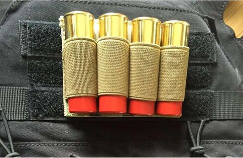 Tactical Shotgun 12GA Bullet Pouch, Tactical Bag Insert Elastic Mount Molle Magazine Carrier Shotgun 4 Shells Cartridge Holder for Backpack Accessories in Saudi Arabia