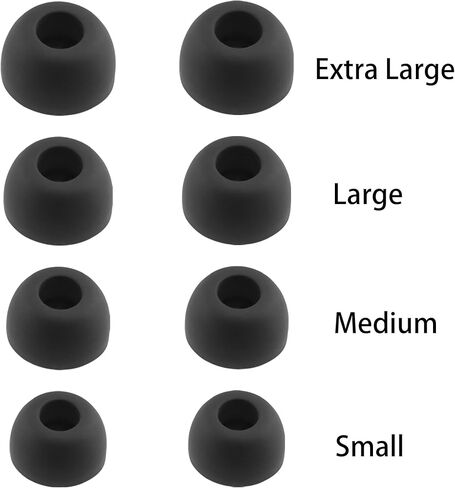 Replacement Silicone Ear Tips for TOZO NC9 Wireless Earbuds, Compatible with TOZO Hybrid Active Noise Cancelling Wireless Earbuds, 12 Pairs (S/M/L/XL, Black) in Kuwait