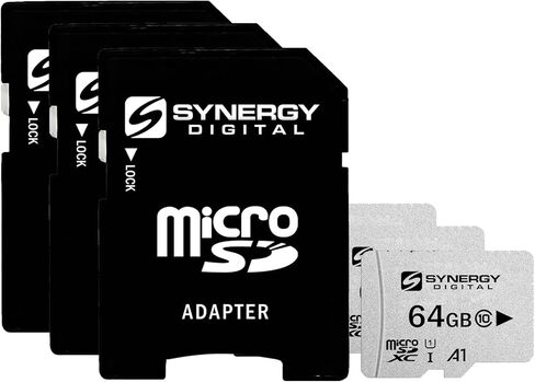 Synergy Digital 64GB Micro SDXC Secure UHS -I بطاقات الذاكرة ، متوافقة مع الهاتف الخلوي HTC Butterfly - الفئة 10 ، U1 ، 100 ميجابايت/ثانية ، 300 سلسلة - حزمة 3 in Saudi Arabia